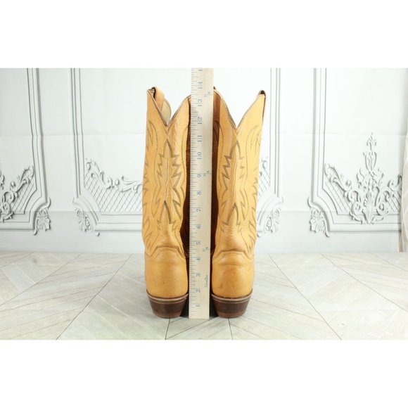 Justin Brown Leather Embroidered Cowboy Western Boots USA Made Size 9 D - Picture 8 of 9